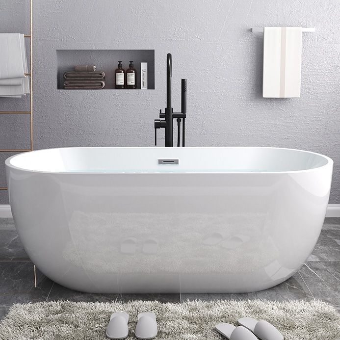 Modern Oval Stand Alone Bathtub Acrylic White Soaking Back to Wall Bath Clearhalo 'Bathroom Remodel & Bathroom Fixtures' 'Bathtubs' 'Home Improvement' 'home_improvement' 'home_improvement_bathtubs' 'Showers & Bathtubs' 1200x1200_4efbdf89-efd4-4f97-aa0a-5acefa171f93