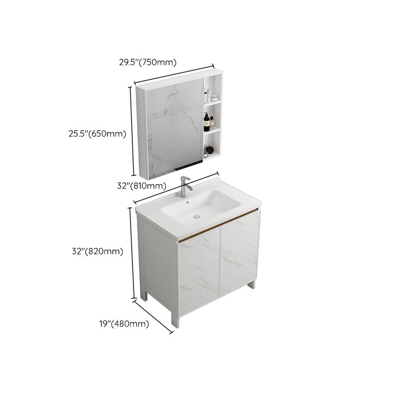 Modern White Metal Base Vanity Single Freestanding Rectangular Sink Vanity Clearhalo 'Bathroom Remodel & Bathroom Fixtures' 'Bathroom Vanities' 'bathroom_vanities' 'Home Improvement' 'home_improvement' 'home_improvement_bathroom_vanities' 1200x1200_4f0fa76b-85c1-4ecd-984d-ab77a2fd2875