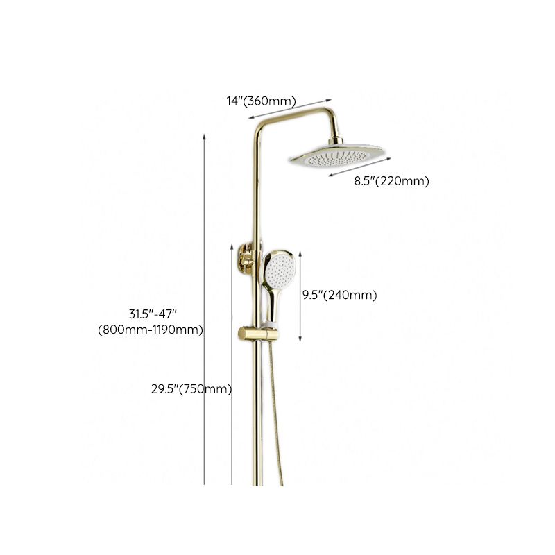 Contemporary Shower Head Combo Gold Wall Mounted Shower System Clearhalo 'Bathroom Remodel & Bathroom Fixtures' 'Home Improvement' 'home_improvement' 'home_improvement_shower_faucets' 'Shower Faucets & Systems' 'shower_faucets' 'Showers & Bathtubs Plumbing' 'Showers & Bathtubs' 1200x1200_4f260ba9-8b7d-486e-adf7-332417b7a351