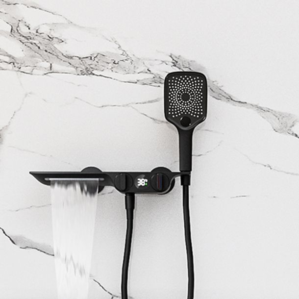 Modern Low Arc Tub Faucet Knob Handles Wall Mount Bathroom Faucet Clearhalo 'Bathroom Remodel & Bathroom Fixtures' 'Bathtub Faucets' 'bathtub_faucets' 'Home Improvement' 'home_improvement' 'home_improvement_bathtub_faucets' 1200x1200_4f5734b0-19d4-4eae-9b04-beecf6210874