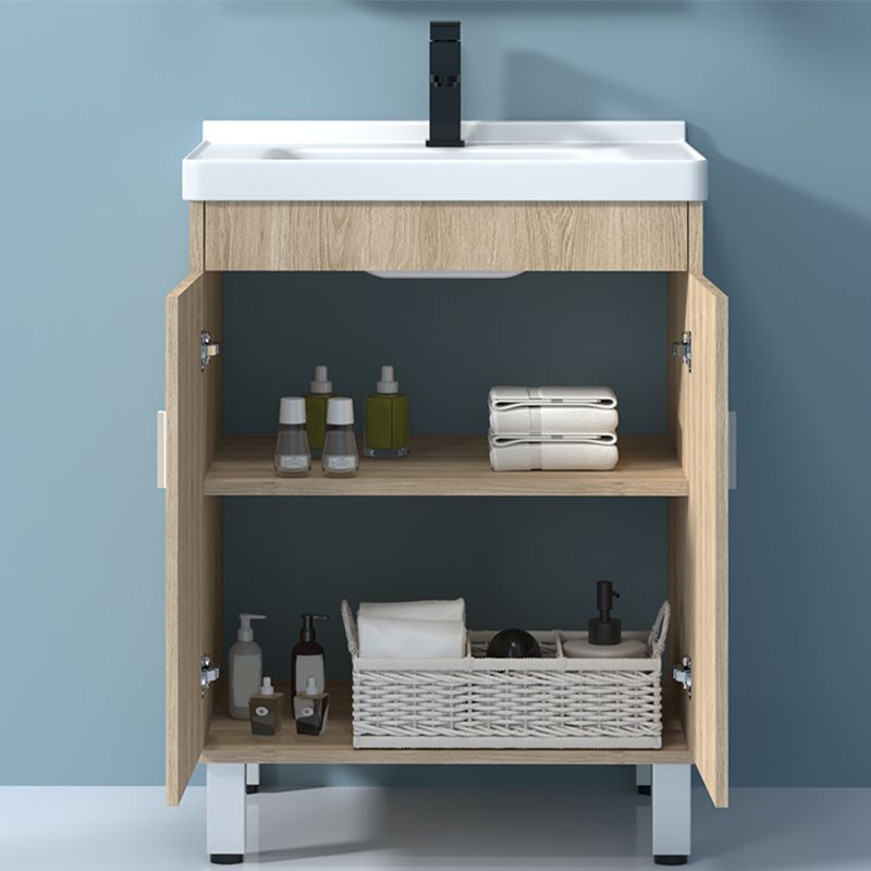 Mirror Vanity Wood Freestanding Rectangle 2 Doors Bathroom Vanity with Single Sink Clearhalo 'Bathroom Remodel & Bathroom Fixtures' 'Bathroom Vanities' 'bathroom_vanities' 'Home Improvement' 'home_improvement' 'home_improvement_bathroom_vanities' 1200x1200_4f6524b7-3b4b-4bad-906e-7e3e0221988d