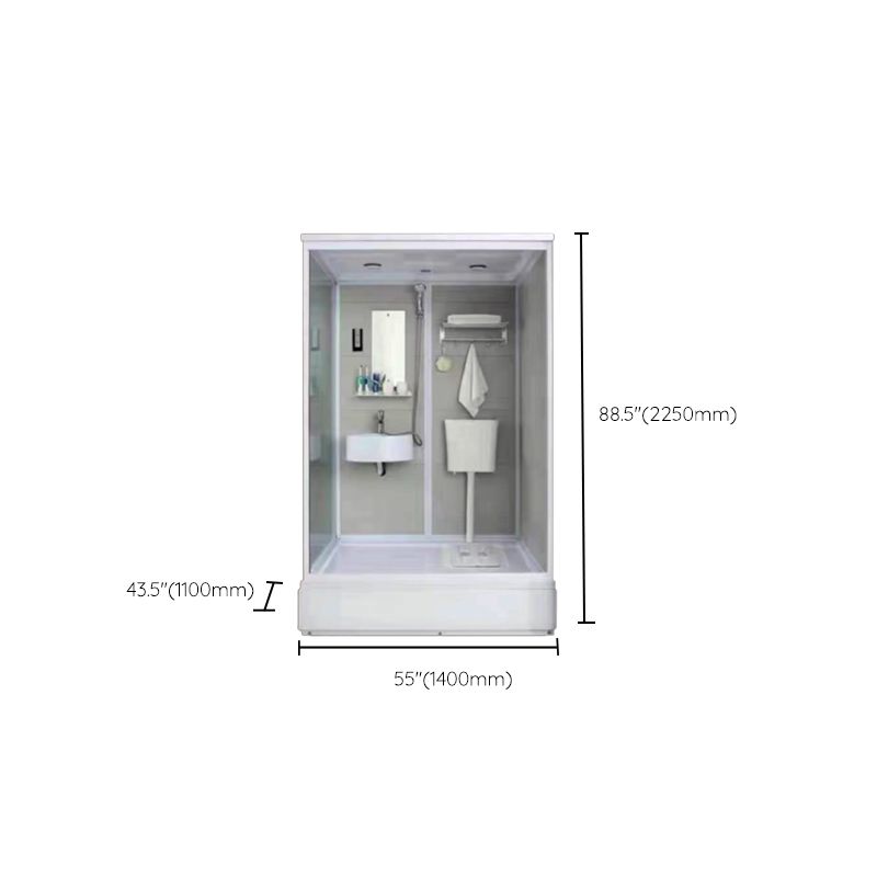 Tempered Glass Single Sliding Shower Enclosure White One Piece Frame Shower Enclosure Clearhalo 'Bathroom Remodel & Bathroom Fixtures' 'Home Improvement' 'home_improvement' 'home_improvement_shower_stalls_enclosures' 'Shower Stalls & Enclosures' 'shower_stalls_enclosures' 'Showers & Bathtubs' 1200x1200_4f77e6dd-7753-4391-ad30-113ddc6d55c9
