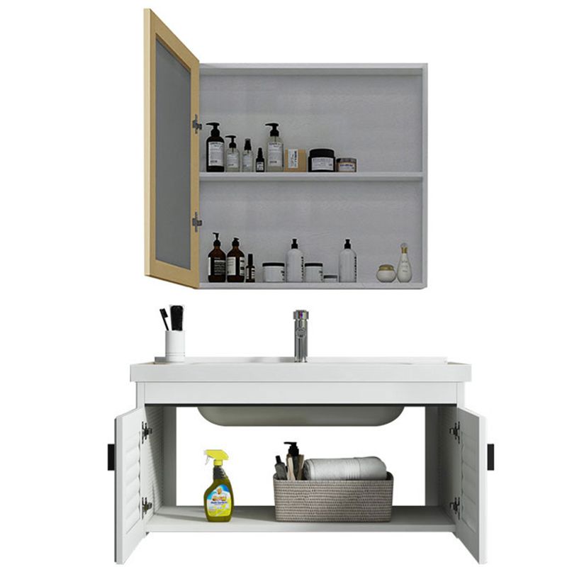 Contemporary Sink Vanity Solid Color Mirror Cabinet Space Saver Vanity for Bathroom Clearhalo 'Bathroom Remodel & Bathroom Fixtures' 'Bathroom Vanities' 'bathroom_vanities' 'Home Improvement' 'home_improvement' 'home_improvement_bathroom_vanities' 1200x1200_4f7bd629-1a4b-4b76-ad09-5fa85dbfe14d