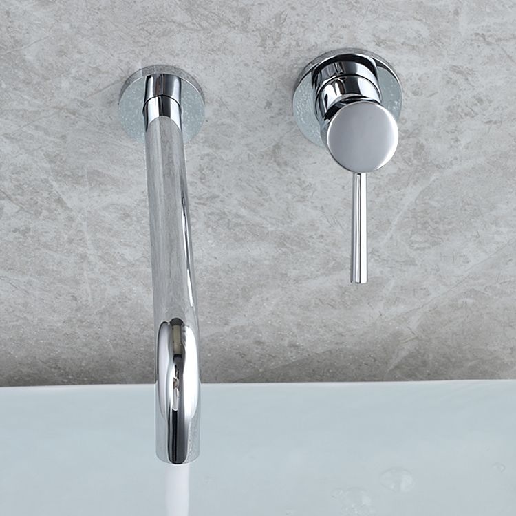 Wall Mounted Metal Tub Filler Low Arc Tubular Bathroom Faucet Clearhalo 'Bathroom Remodel & Bathroom Fixtures' 'Bathtub Faucets' 'bathtub_faucets' 'Home Improvement' 'home_improvement' 'home_improvement_bathtub_faucets' 1200x1200_4f7ceb7d-9203-4bbe-a876-711454ed005a