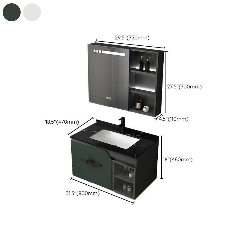 Metal Frame Bath Vanity Mirror Rectangle Wall Mount Single Sink Bathroom Vanity Set Clearhalo 'Bathroom Remodel & Bathroom Fixtures' 'Bathroom Vanities' 'bathroom_vanities' 'Home Improvement' 'home_improvement' 'home_improvement_bathroom_vanities' 1200x1200_4f9b16a9-aa11-48e5-b263-fd810e192cda