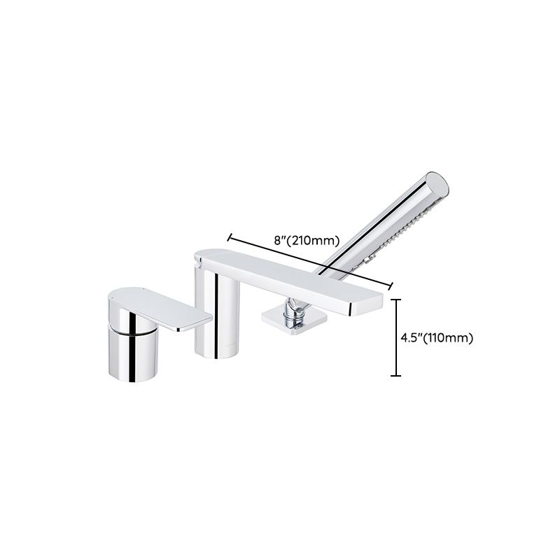 Modern Deck Mounted Roman Tub Faucet Bronze Low Arc Roman Tub Faucet Set Clearhalo 'Bathroom Remodel & Bathroom Fixtures' 'Bathtub Faucets' 'bathtub_faucets' 'Home Improvement' 'home_improvement' 'home_improvement_bathtub_faucets' 1200x1200_4facf46c-3496-43b9-9391-ae1bde861315