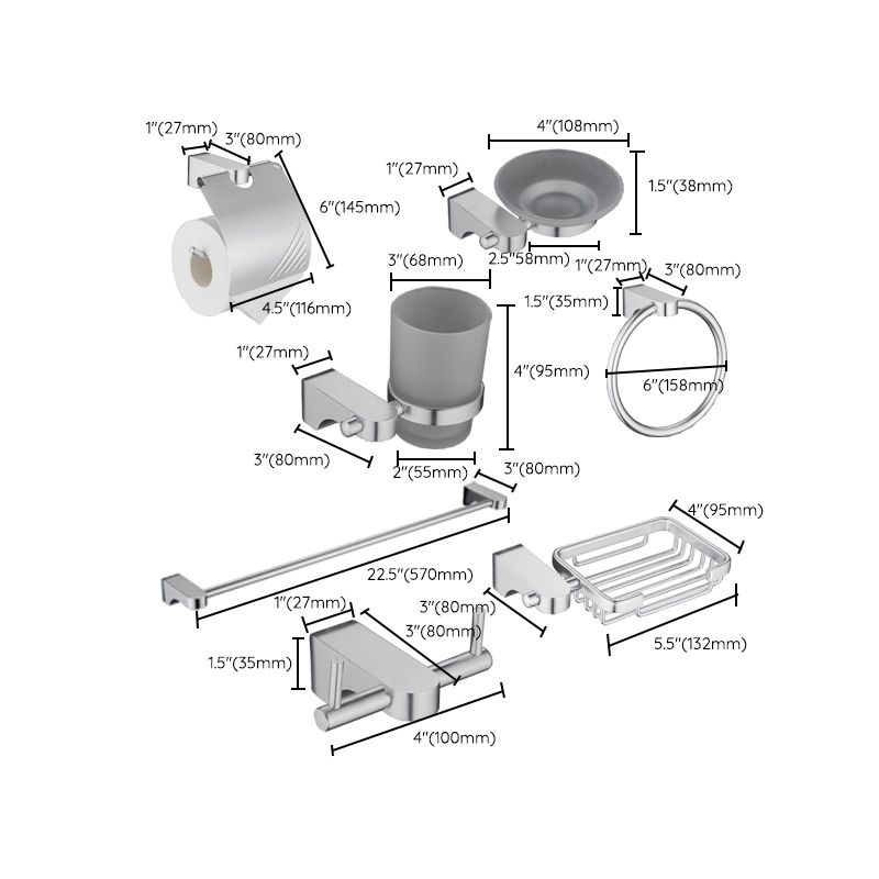 6-Piece Chrome Bathroom Accessory as Individual or as a Set with Towel Ring Bar Clearhalo 'Bathroom Hardware Sets' 'Bathroom Hardware' 'Bathroom Remodel & Bathroom Fixtures' 'bathroom_hardware_sets' 'Home Improvement' 'home_improvement' 'home_improvement_bathroom_hardware_sets' 1200x1200_4fb73d48-ae41-4051-9c2d-5e1b6ed46ff1