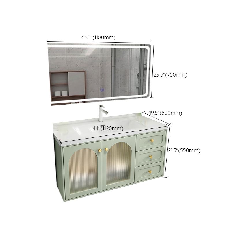 Scratch Resistant Vanity Mirror 2 Doors Drawers Single Sink Wall-Mounted Bath Vanity Clearhalo 'Bathroom Remodel & Bathroom Fixtures' 'Bathroom Vanities' 'bathroom_vanities' 'Home Improvement' 'home_improvement' 'home_improvement_bathroom_vanities' 1200x1200_4fbbe23e-e9c6-462b-99e8-520574b35f82