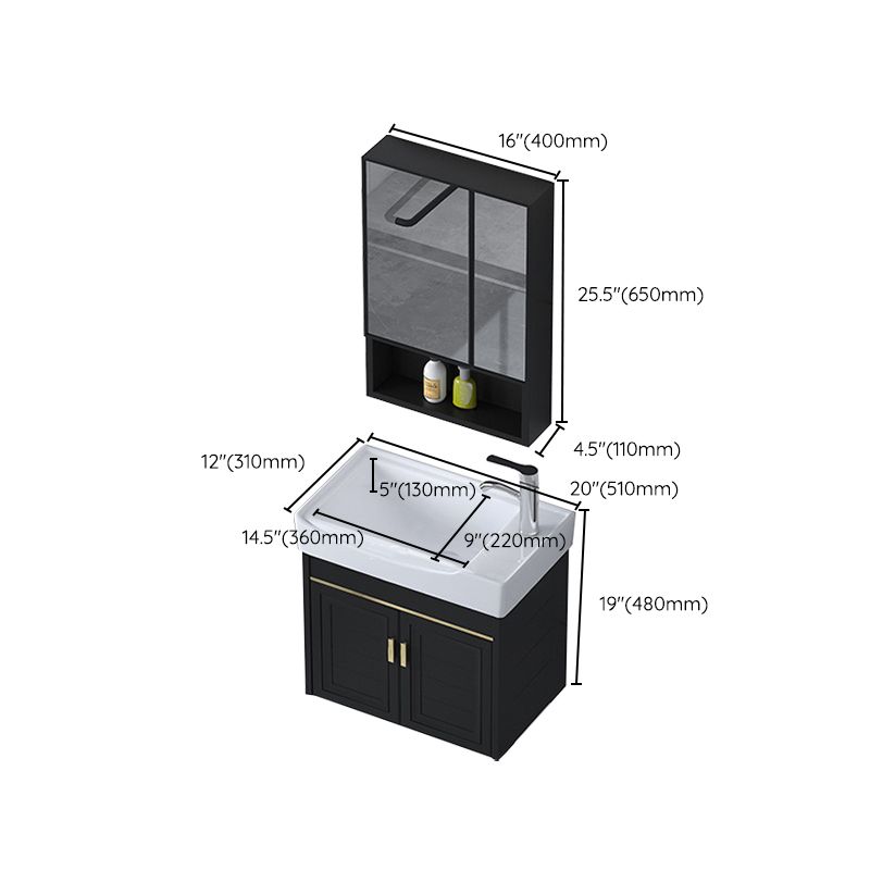 Ceramic Sink Vanity Glam Wall-Mounted Bathroom Vanity for Bathroom Clearhalo 'Bathroom Remodel & Bathroom Fixtures' 'Bathroom Vanities' 'bathroom_vanities' 'Home Improvement' 'home_improvement' 'home_improvement_bathroom_vanities' 1200x1200_4fdb9c9a-726e-4616-abd3-64979479b18b