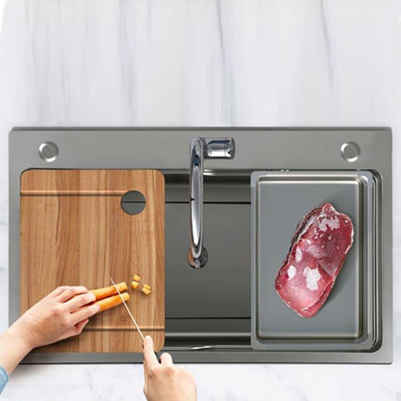 Modern Kitchen Sink Stainless Steel with Drain Assembly and Strainer Workstation Sink Clearhalo 'Home Improvement' 'home_improvement' 'home_improvement_kitchen_sinks' 'Kitchen Remodel & Kitchen Fixtures' 'Kitchen Sinks & Faucet Components' 'Kitchen Sinks' 'kitchen_sinks' 1200x1200_4ff00944-62ee-4e4f-91d0-a68e8fe953fa