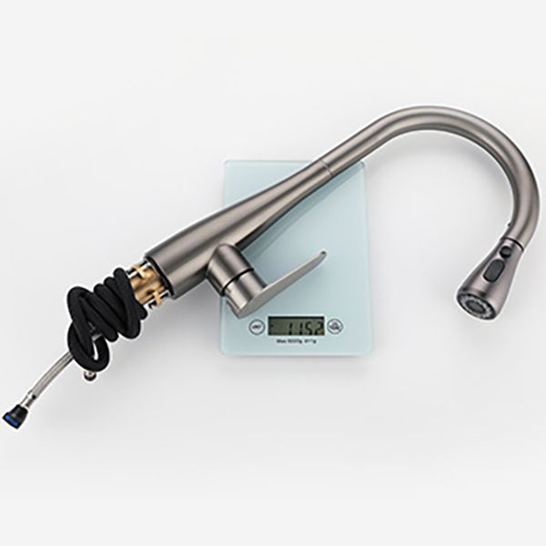 Modern Style Retractable Kitchen Faucet Stainless Steel Single Handle Kitchen Faucet Clearhalo 'Home Improvement' 'home_improvement' 'home_improvement_kitchen_faucets' 'Kitchen Faucets' 'Kitchen Remodel & Kitchen Fixtures' 'Kitchen Sinks & Faucet Components' 'kitchen_faucets' 1200x1200_4ff16217-1c33-4cd9-a9fd-f03efb9ec757