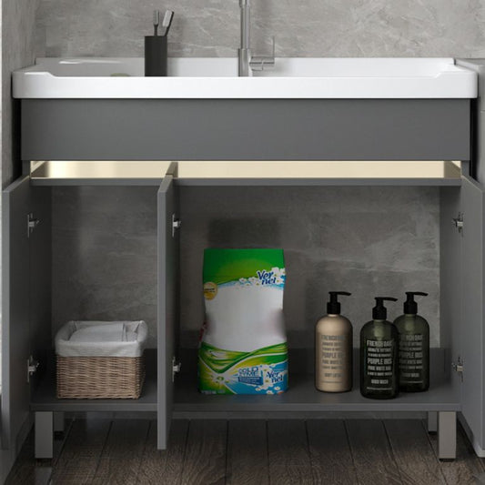 Wall Mount Glam Bath Vanity Gray Ceramic Single-Sink Rectangular Vanity Set Clearhalo 'Bathroom Remodel & Bathroom Fixtures' 'Bathroom Vanities' 'bathroom_vanities' 'Home Improvement' 'home_improvement' 'home_improvement_bathroom_vanities' 1200x1200_500f464b-4dc0-4440-a58d-6e5fec1b5369