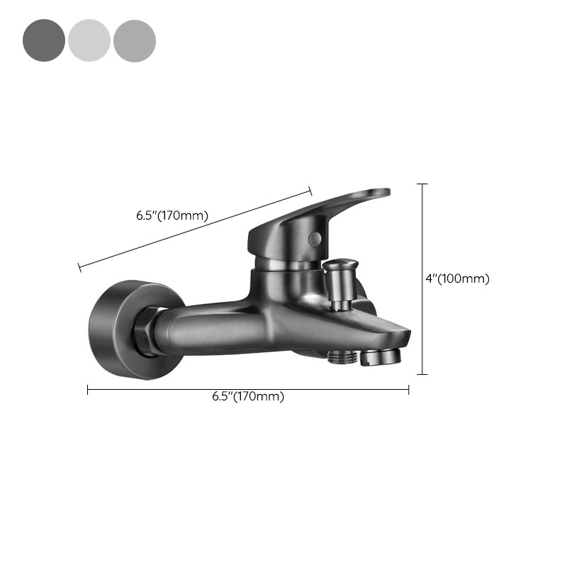 Fixed Tub Faucet Handshower Hose Lever Handle Wall Mount 2 Holes Tub Filler Clearhalo 'Bathroom Remodel & Bathroom Fixtures' 'Bathtub Faucets' 'bathtub_faucets' 'Home Improvement' 'home_improvement' 'home_improvement_bathtub_faucets' 1200x1200_502d6685-2783-45be-991c-cfbdd0435275