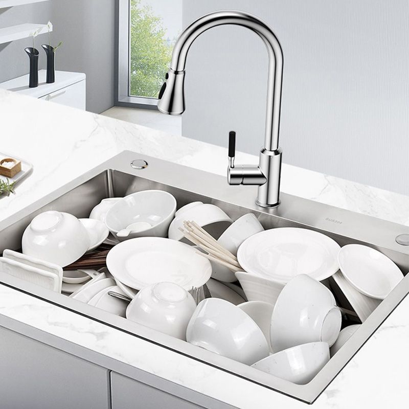 Rectangle Stainless Steel Kitchen Sink Single Bowl Sink with Soap Dispenser Clearhalo 'Home Improvement' 'home_improvement' 'home_improvement_kitchen_sinks' 'Kitchen Remodel & Kitchen Fixtures' 'Kitchen Sinks & Faucet Components' 'Kitchen Sinks' 'kitchen_sinks' 1200x1200_5062fa2d-b565-47ac-8db9-98f1ff553d6c