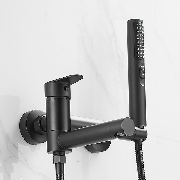 Wall Mounted Metal Tub Filler Low Arc Single Handle Tub Faucet Trim Clearhalo 'Bathroom Remodel & Bathroom Fixtures' 'Bathtub Faucets' 'bathtub_faucets' 'Home Improvement' 'home_improvement' 'home_improvement_bathtub_faucets' 1200x1200_5072a911-a62e-411f-8216-64bda749aa28