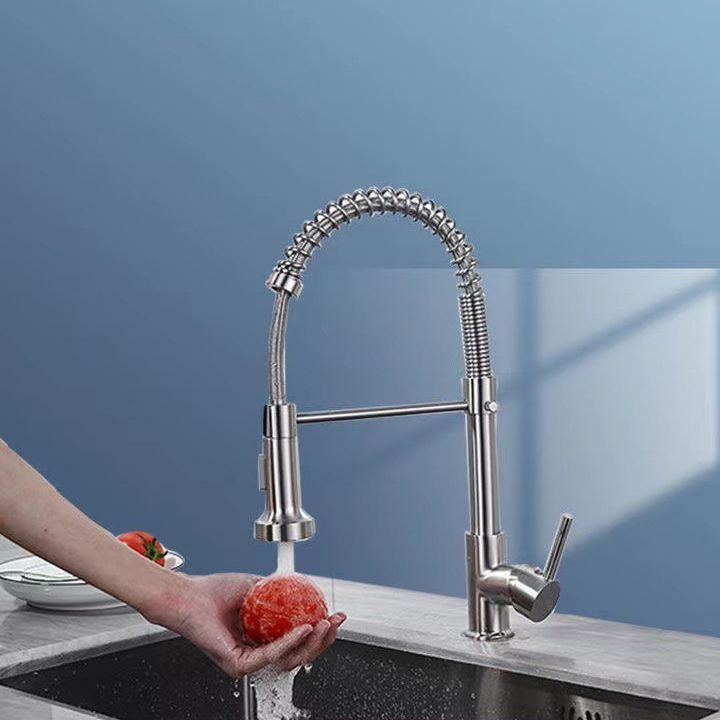 Modern Farmhouse One Handle Spring Spout Kitchen Faucet High Arch Water Filler Clearhalo 'Home Improvement' 'home_improvement' 'home_improvement_kitchen_faucets' 'Kitchen Faucets' 'Kitchen Remodel & Kitchen Fixtures' 'Kitchen Sinks & Faucet Components' 'kitchen_faucets' 1200x1200_507713f7-b578-4499-9a49-c3c24e7f26ae