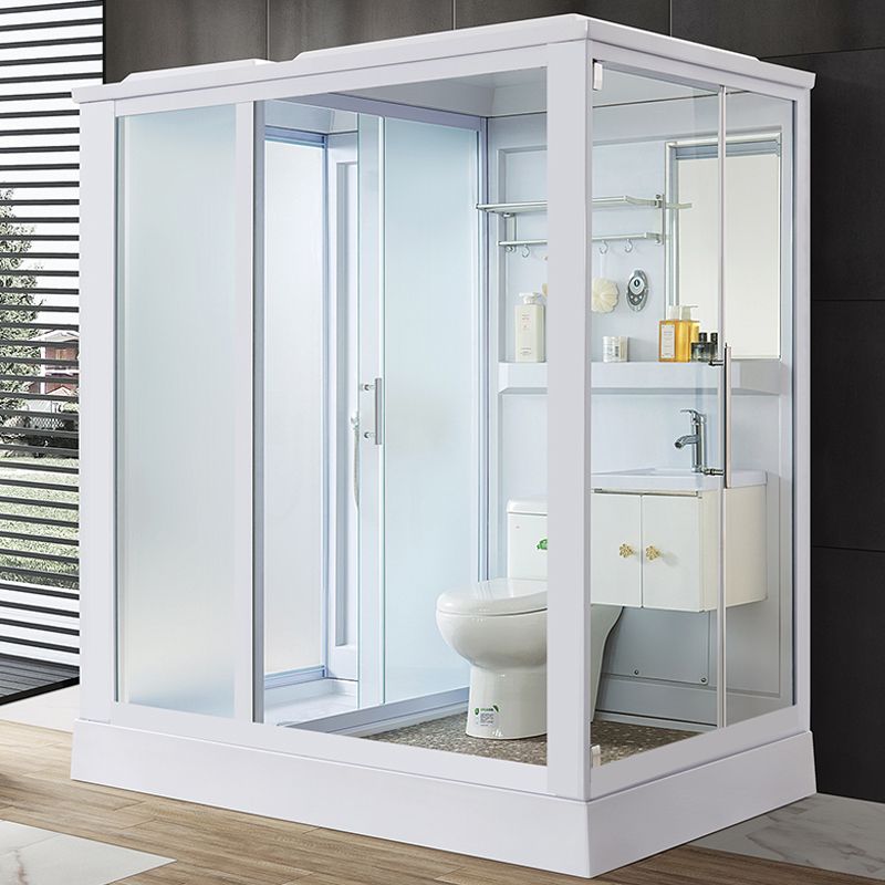 Contemporary Shower Enclosure Frosted Rectangle Shower Enclosure in White Clearhalo 'Bathroom Remodel & Bathroom Fixtures' 'Home Improvement' 'home_improvement' 'home_improvement_shower_stalls_enclosures' 'Shower Stalls & Enclosures' 'shower_stalls_enclosures' 'Showers & Bathtubs' 1200x1200_508f2a59-9a99-40f5-8e57-73806d87f6a2
