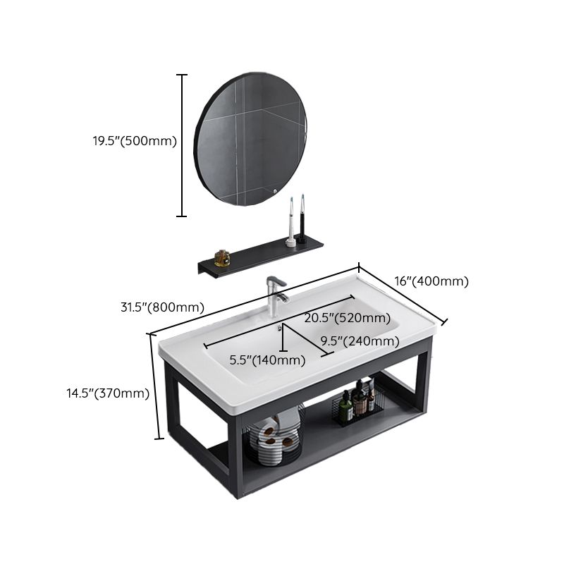Bathroom Sink Vanity Rectangular Sink Storage Shelf Sink Vanity Clearhalo 'Bathroom Remodel & Bathroom Fixtures' 'Bathroom Vanities' 'bathroom_vanities' 'Home Improvement' 'home_improvement' 'home_improvement_bathroom_vanities' 1200x1200_509e04b3-9555-4583-ae21-68720e1eae00