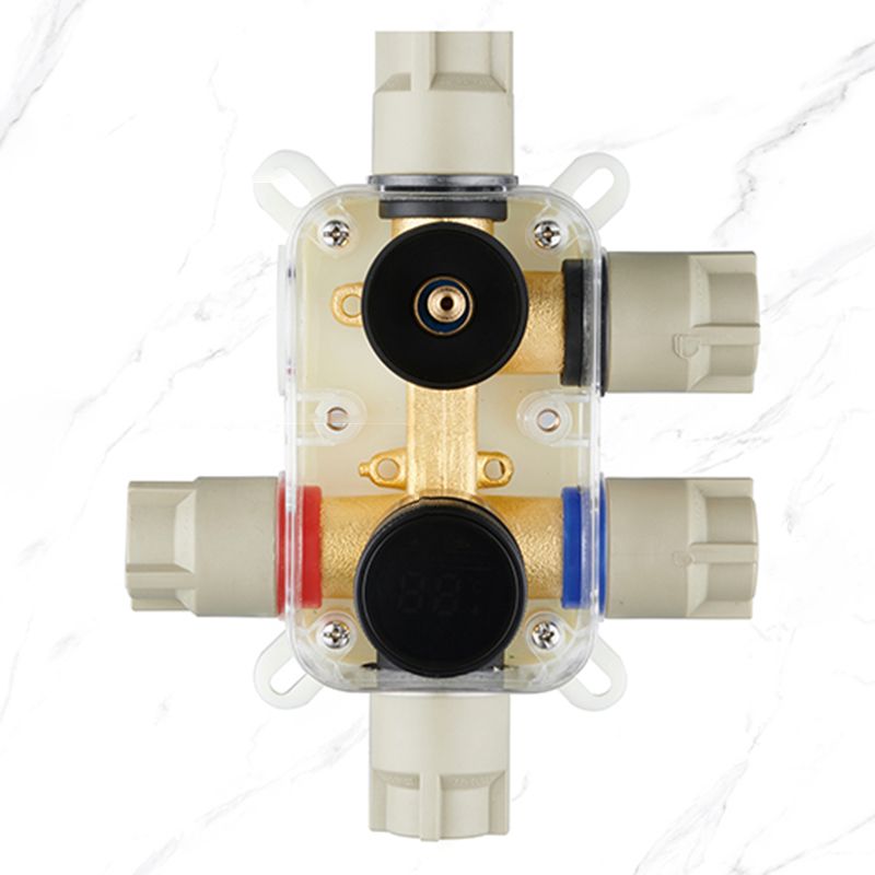 Modern Shower Set Brass Temperature Control Ceiling Mounted Shower System Clearhalo 'Bathroom Remodel & Bathroom Fixtures' 'Home Improvement' 'home_improvement' 'home_improvement_shower_faucets' 'Shower Faucets & Systems' 'shower_faucets' 'Showers & Bathtubs Plumbing' 'Showers & Bathtubs' 1200x1200_509fb403-532c-42f9-b1f2-d89504cdd0ec