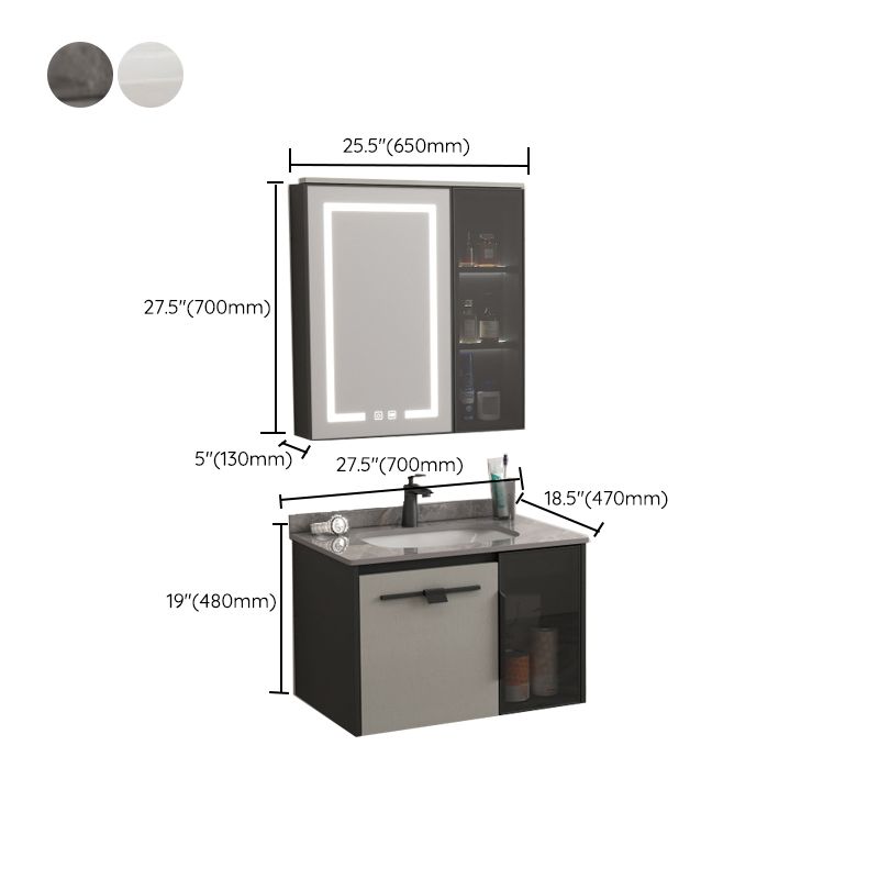 Contemporary Square Sink Cabinet Mirror Cabinet Bathroom Wall Mount Vanity Cabinet Clearhalo 'Bathroom Remodel & Bathroom Fixtures' 'Bathroom Vanities' 'bathroom_vanities' 'Home Improvement' 'home_improvement' 'home_improvement_bathroom_vanities' 1200x1200_50cc1d11-8963-432c-99a3-80dbf4b80eef