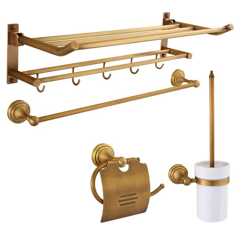 4-Piece Traditional Bathroom Accessory Set Gold Brass Bathroom Accessories  Hardware Set - Clearhalo