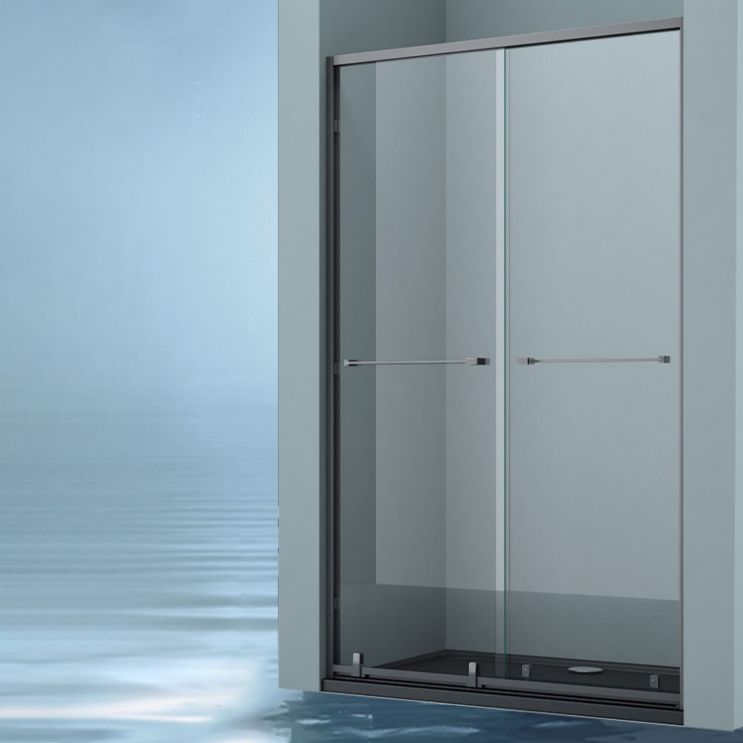 Semi Frameless Double Sliding Shower Door Tempered Glass Shower Door Clearhalo 'Bathroom Remodel & Bathroom Fixtures' 'Home Improvement' 'home_improvement' 'home_improvement_shower_tub_doors' 'Shower and Tub Doors' 'shower_tub_doors' 'Showers & Bathtubs' 1200x1200_50f6f7ad-9b54-428b-b558-32bf0a0de1e7
