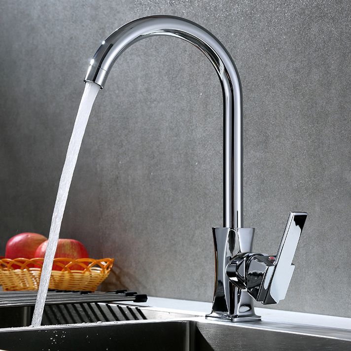 Contemporary One Handle Standard Kitchen Faucet High Arch Water Filler in Chrome Clearhalo 'Home Improvement' 'home_improvement' 'home_improvement_kitchen_faucets' 'Kitchen Faucets' 'Kitchen Remodel & Kitchen Fixtures' 'Kitchen Sinks & Faucet Components' 'kitchen_faucets' 1200x1200_50fed4f0-f34f-4c10-952c-17bb37dfda35