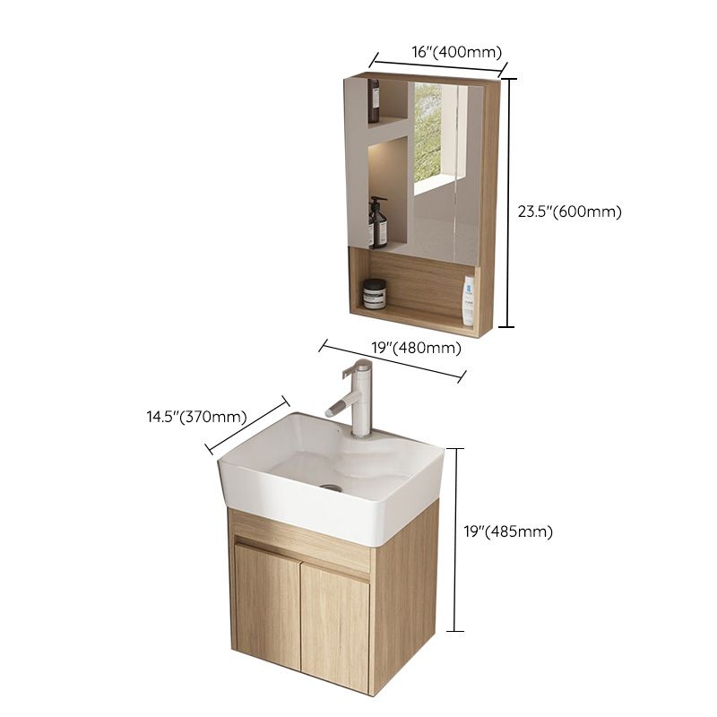 Basic Wooden Sink Vanity Wall-Mounted Vanity Cabinet with Mirror Cabinet Clearhalo 'Bathroom Remodel & Bathroom Fixtures' 'Bathroom Vanities' 'bathroom_vanities' 'Home Improvement' 'home_improvement' 'home_improvement_bathroom_vanities' 1200x1200_5106f935-15e9-4a6f-994d-4ec909498e3c