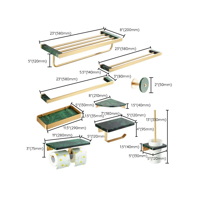 Golden Bath Hardware Set Brass& Marble Bathroom Accessory Kit Clearhalo 'Bathroom Hardware Sets' 'Bathroom Hardware' 'Bathroom Remodel & Bathroom Fixtures' 'bathroom_hardware_sets' 'Home Improvement' 'home_improvement' 'home_improvement_bathroom_hardware_sets' 1200x1200_51124a57-b3f4-42a5-a0a6-fbd0e58ee97e