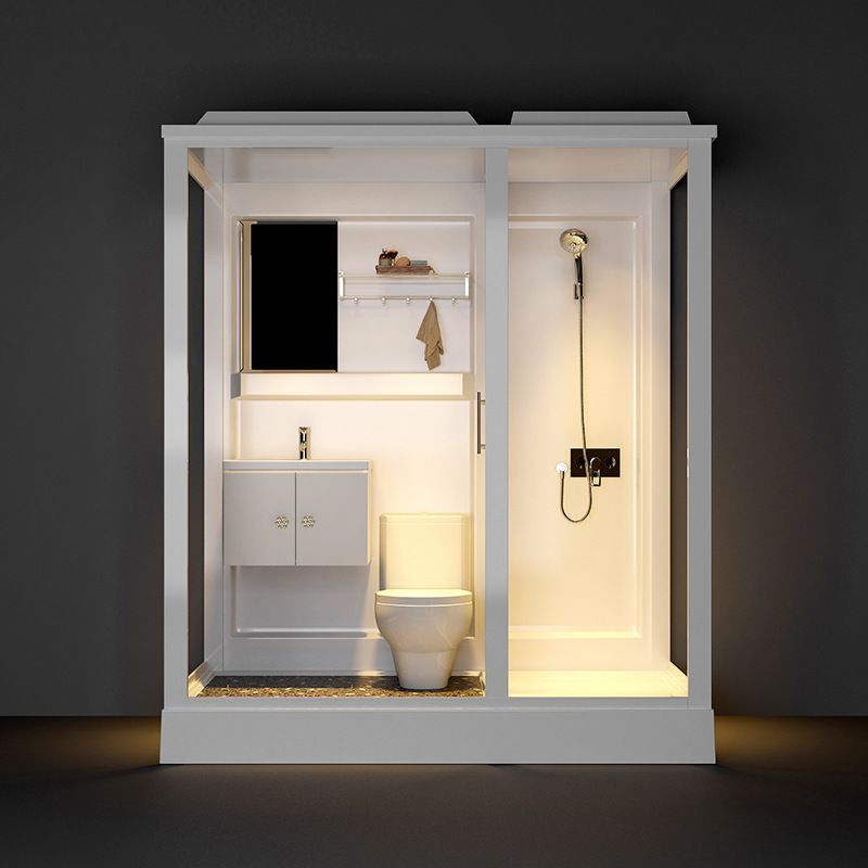 Single Sliding Shower Stall 91" H Framed Rectangle Shower Stall with White Base Clearhalo 'Bathroom Remodel & Bathroom Fixtures' 'Home Improvement' 'home_improvement' 'home_improvement_shower_stalls_enclosures' 'Shower Stalls & Enclosures' 'shower_stalls_enclosures' 'Showers & Bathtubs' 1200x1200_512214ea-60f1-480b-8eff-67aa34dddb72