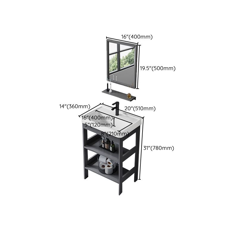 Modern Metal Vanity Set Open Storage Single Sink Vanity for Washroom Clearhalo 'Bathroom Remodel & Bathroom Fixtures' 'Bathroom Vanities' 'bathroom_vanities' 'Home Improvement' 'home_improvement' 'home_improvement_bathroom_vanities' 1200x1200_5169060f-22e0-4520-8495-33c2a3d889e0