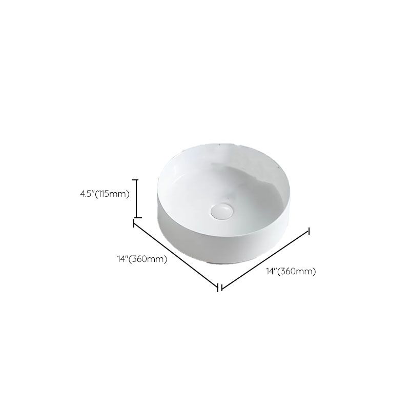 Bathroom Sink White Ceramic Faucet Single Handle Round Shape Sink Clearhalo 'Bathroom Remodel & Bathroom Fixtures' 'Bathroom Sinks & Faucet Components' 'Bathroom Sinks' 'bathroom_sink' 'Home Improvement' 'home_improvement' 'home_improvement_bathroom_sink' 1200x1200_517d6c4f-0971-4620-bf8a-980d872adc96