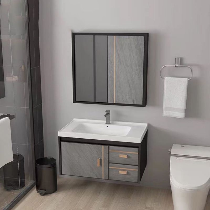 2 Doors Bathroom Vanity Grey Mirror Ceramic Top Wall Mount Vanity Set with Single Sink Clearhalo 'Bathroom Remodel & Bathroom Fixtures' 'Bathroom Vanities' 'bathroom_vanities' 'Home Improvement' 'home_improvement' 'home_improvement_bathroom_vanities' 1200x1200_517d9c92-7fe7-4bf7-b1fb-8d0b5dd4f2cf
