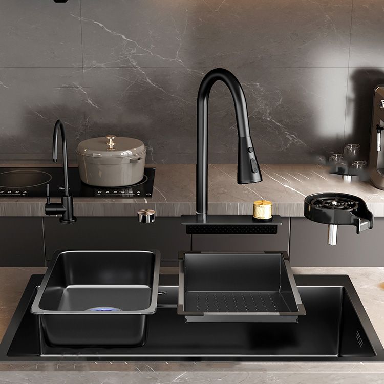 Single Bowl Kitchen Sink Black Stainless Steel Top Mount 3 Holes Sink with Strainer Clearhalo 'Home Improvement' 'home_improvement' 'home_improvement_kitchen_sinks' 'Kitchen Remodel & Kitchen Fixtures' 'Kitchen Sinks & Faucet Components' 'Kitchen Sinks' 'kitchen_sinks' 1200x1200_51b3149f-63b2-4e75-b7ab-228062be1671