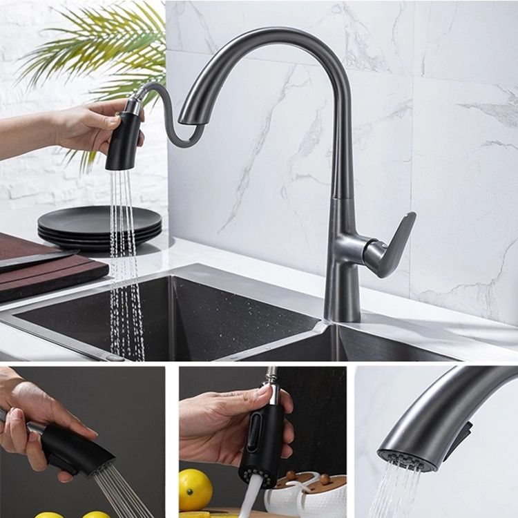 Modern Bar Faucet Brass with Pull out Sprayer Swivel Spout Bar Prep Kitchen Faucet Clearhalo 'Home Improvement' 'home_improvement' 'home_improvement_kitchen_faucets' 'Kitchen Faucets' 'Kitchen Remodel & Kitchen Fixtures' 'Kitchen Sinks & Faucet Components' 'kitchen_faucets' 1200x1200_51cee0c5-fdbd-4f3b-b939-898b64a6e11f