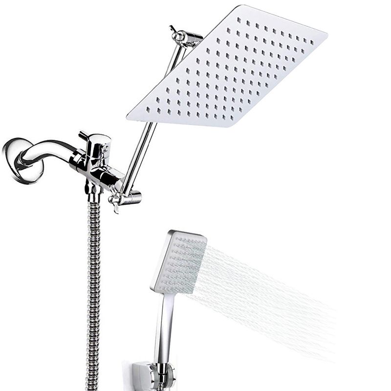 Contemporary Shower Combo Dual Shower Head Ceiling Mounted Square Shower Head Clearhalo 'Bathroom Remodel & Bathroom Fixtures' 'Home Improvement' 'home_improvement' 'home_improvement_shower_heads' 'Shower Heads' 'shower_heads' 'Showers & Bathtubs Plumbing' 'Showers & Bathtubs' 1200x1200_51d84e6f-6614-418b-8a67-f70bf73bbf7f