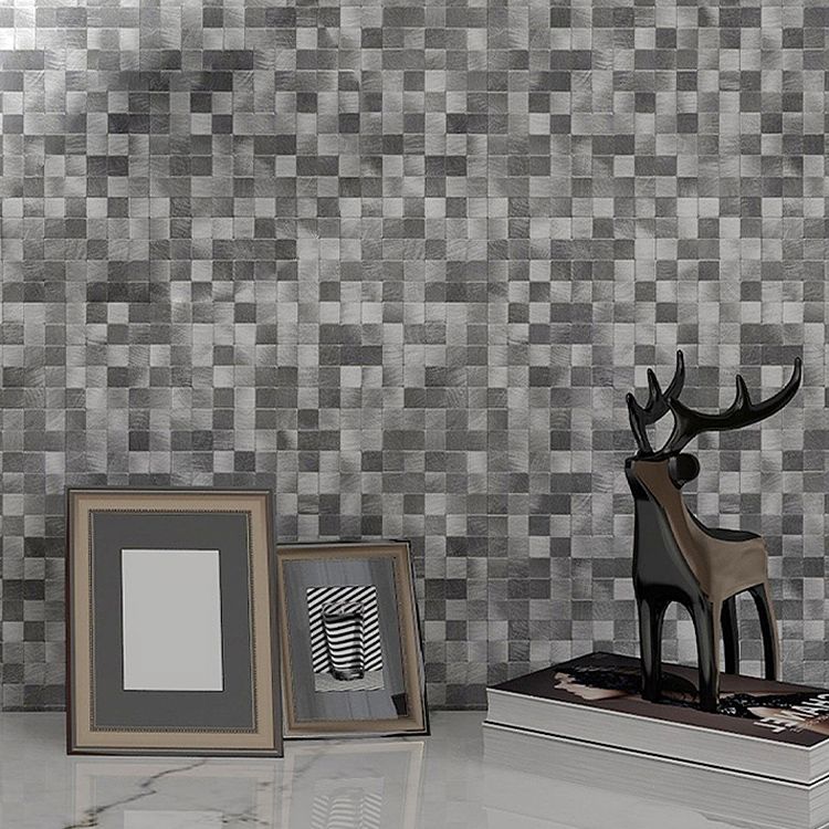 Mosaic Tile Wallpaper Square Shape Peel & Stick Mosaic Tile with Metal Look Clearhalo 'Flooring 'Home Improvement' 'home_improvement' 'home_improvement_peel_stick_blacksplash' 'Peel & Stick Backsplash Tile' 'peel_stick_blacksplash' 'Walls & Ceilings' Walls and Ceiling' 1200x1200_51d9f4cf-cede-4d2f-9cea-2d9eac4c11fd