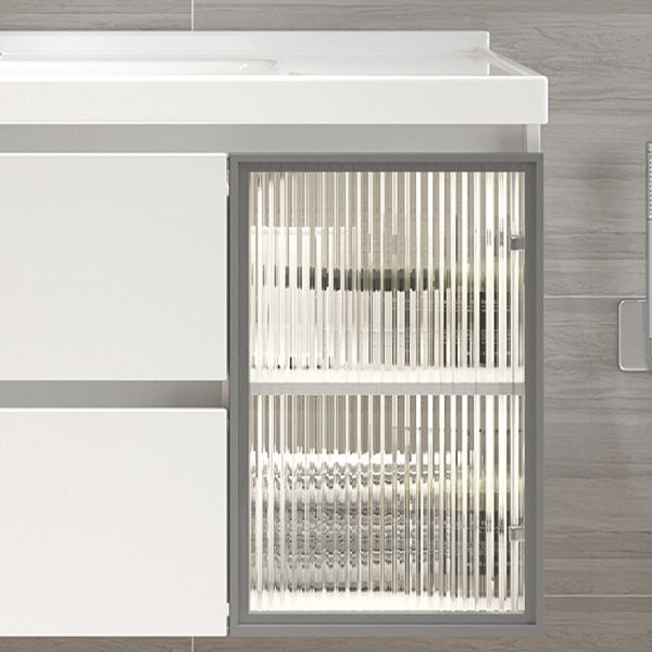 White Vanity Single Sink Rectangular 2 Drawers Wall-Mounted Bath Vanity with Mirror Clearhalo 'Bathroom Remodel & Bathroom Fixtures' 'Bathroom Vanities' 'bathroom_vanities' 'Home Improvement' 'home_improvement' 'home_improvement_bathroom_vanities' 1200x1200_51de1f80-42c0-4bfc-a40f-439923625cea