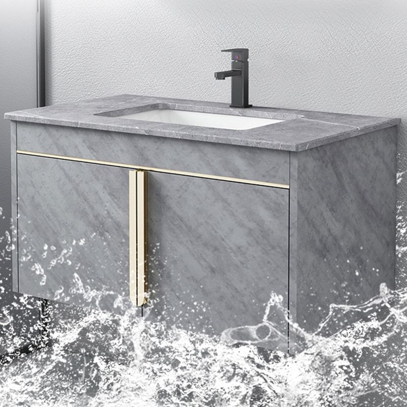 Glam Sink Vanity Wall-Mounted 2 Doors Rectangle Single Bathroom Sink Vanity with Mirror Clearhalo 'Bathroom Remodel & Bathroom Fixtures' 'Bathroom Vanities' 'bathroom_vanities' 'Home Improvement' 'home_improvement' 'home_improvement_bathroom_vanities' 1200x1200_51e09285-757e-4c57-928b-4bc3713657b6