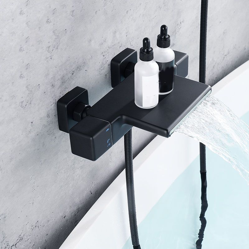 Modern Wall Mounted Faucet Handheld Shower Head Waterfall Faucet Clearhalo 'Bathroom Remodel & Bathroom Fixtures' 'Bathtub Faucets' 'bathtub_faucets' 'Home Improvement' 'home_improvement' 'home_improvement_bathtub_faucets' 1200x1200_51e90a70-0cdf-4811-8044-81352869dd65