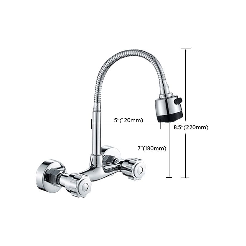 Contemporary Metal Kitchen Faucet Wall-mounted 2 Holds Bar Faucet Clearhalo 'Home Improvement' 'home_improvement' 'home_improvement_kitchen_faucets' 'Kitchen Faucets' 'Kitchen Remodel & Kitchen Fixtures' 'Kitchen Sinks & Faucet Components' 'kitchen_faucets' 1200x1200_51ec59ac-67b1-405b-9228-2140fb4d8a9e