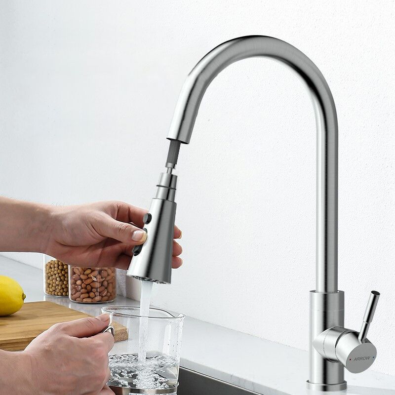 High Arch Kitchen Faucet Stainless Steel Kitchen Faucet with No Sensor Clearhalo 'Home Improvement' 'home_improvement' 'home_improvement_kitchen_faucets' 'Kitchen Faucets' 'Kitchen Remodel & Kitchen Fixtures' 'Kitchen Sinks & Faucet Components' 'kitchen_faucets' 1200x1200_51faab4a-7dd8-46e2-8c79-0606871c8d7f