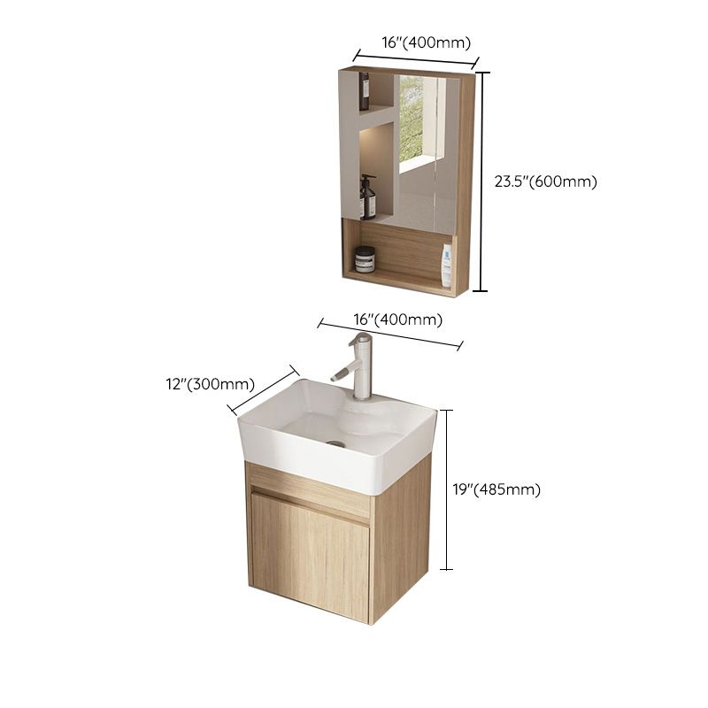 Basic Wooden Sink Vanity Wall-Mounted Vanity Cabinet with Mirror Cabinet Clearhalo 'Bathroom Remodel & Bathroom Fixtures' 'Bathroom Vanities' 'bathroom_vanities' 'Home Improvement' 'home_improvement' 'home_improvement_bathroom_vanities' 1200x1200_5204562c-0a76-400c-82c6-94c94e22d945