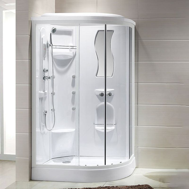 Neo-Round Shower Stall White Tempered Glass Shower Stall with Door Handles Clearhalo 'Bathroom Remodel & Bathroom Fixtures' 'Home Improvement' 'home_improvement' 'home_improvement_shower_stalls_enclosures' 'Shower Stalls & Enclosures' 'shower_stalls_enclosures' 'Showers & Bathtubs' 1200x1200_5210a8cf-6489-440b-89b0-0eeae96a06db