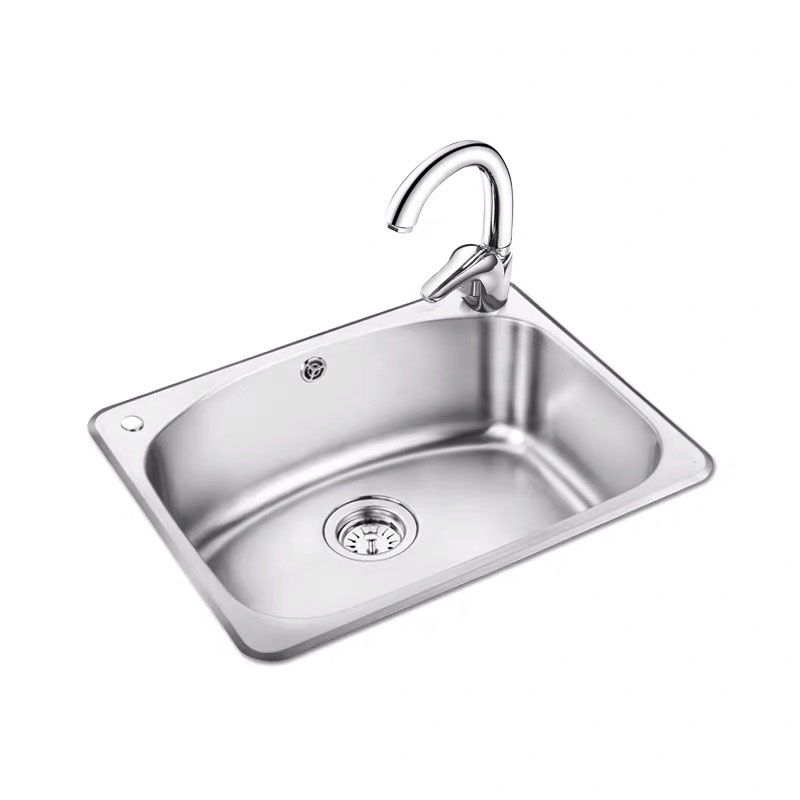 Modern Stainless Steel Kitchen Sink Single Bowl Sink with Basket Strainer Clearhalo 'Home Improvement' 'home_improvement' 'home_improvement_kitchen_sinks' 'Kitchen Remodel & Kitchen Fixtures' 'Kitchen Sinks & Faucet Components' 'Kitchen Sinks' 'kitchen_sinks' 1200x1200_521534e8-b2ed-4545-9e13-6b438b01f908