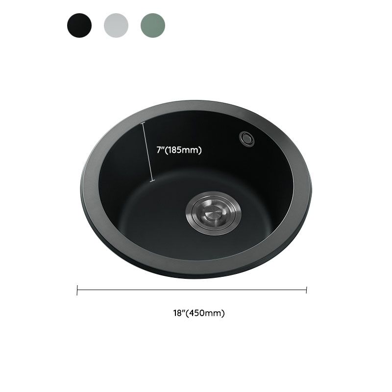 Quartz Kitchen Sink Round Single Basin Kitchen Sink with Drain Assembly Clearhalo 'Home Improvement' 'home_improvement' 'home_improvement_kitchen_sinks' 'Kitchen Remodel & Kitchen Fixtures' 'Kitchen Sinks & Faucet Components' 'Kitchen Sinks' 'kitchen_sinks' 1200x1200_5225f631-fd5a-47e7-ab25-f7685fdb0f2c