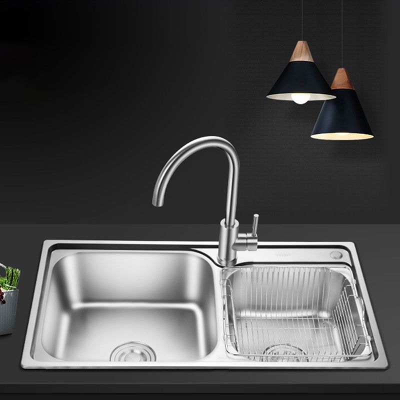 Double Basin Kitchen Sink Modern Stainless Steel Kitchen Sink with Drain Assembly Clearhalo 'Home Improvement' 'home_improvement' 'home_improvement_kitchen_sinks' 'Kitchen Remodel & Kitchen Fixtures' 'Kitchen Sinks & Faucet Components' 'Kitchen Sinks' 'kitchen_sinks' 1200x1200_525091d0-7453-405f-8dc3-4771e8dd7bee