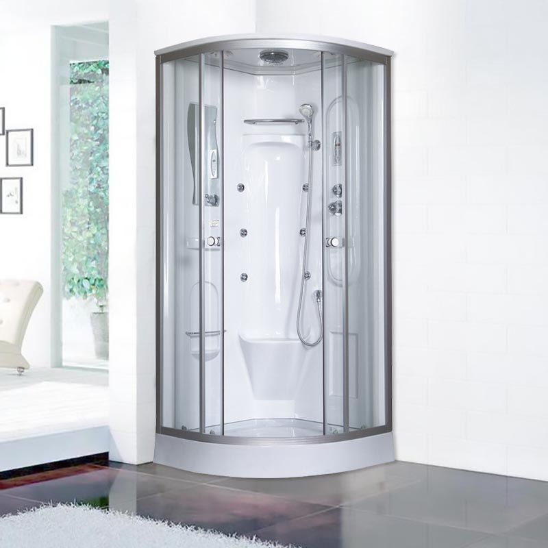 Round Framed Tub & Shower Kit Corner Double Sliding Tub & Shower Kit Clearhalo 'Bathroom Remodel & Bathroom Fixtures' 'Home Improvement' 'home_improvement' 'home_improvement_shower_stalls_enclosures' 'Shower Stalls & Enclosures' 'shower_stalls_enclosures' 'Showers & Bathtubs' 1200x1200_5250b4bd-5936-41c5-b500-26b462858cca