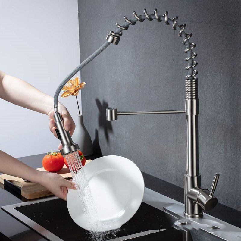 Modern Farmhouse Faucet One Handle High Arch Kitchen Faucet with Pull out Sprayer Clearhalo 'Home Improvement' 'home_improvement' 'home_improvement_kitchen_faucets' 'Kitchen Faucets' 'Kitchen Remodel & Kitchen Fixtures' 'Kitchen Sinks & Faucet Components' 'kitchen_faucets' 1200x1200_5265fb36-bf53-47b8-b353-996f2a847f50