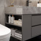 Grey Modern Rectangular Solid Wood Open Console with Sink Set Clearhalo 'Bathroom Remodel & Bathroom Fixtures' 'Bathroom Vanities' 'bathroom_vanities' 'Home Improvement' 'home_improvement' 'home_improvement_bathroom_vanities' 1200x1200_5267763f-ccf3-4b9e-991d-d48b1e14ebe8
